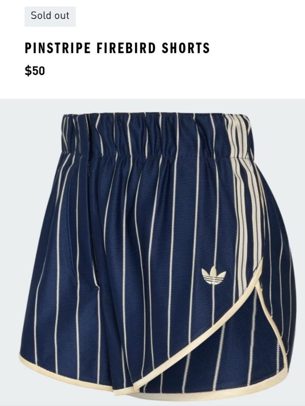adidas Navy Pinstripe Firebird Athletic Shorts
